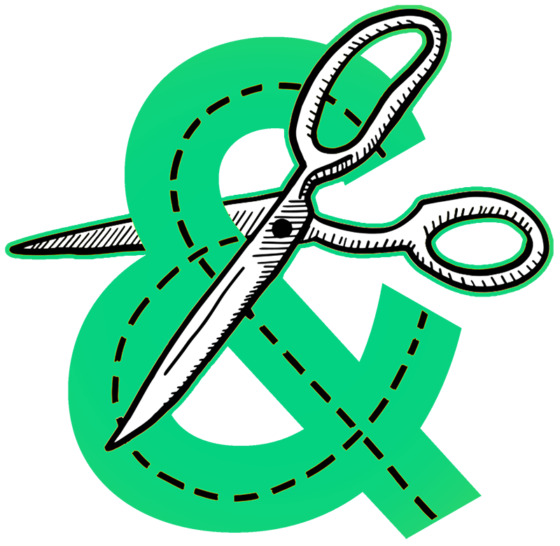 Ampersand and scissors illustration